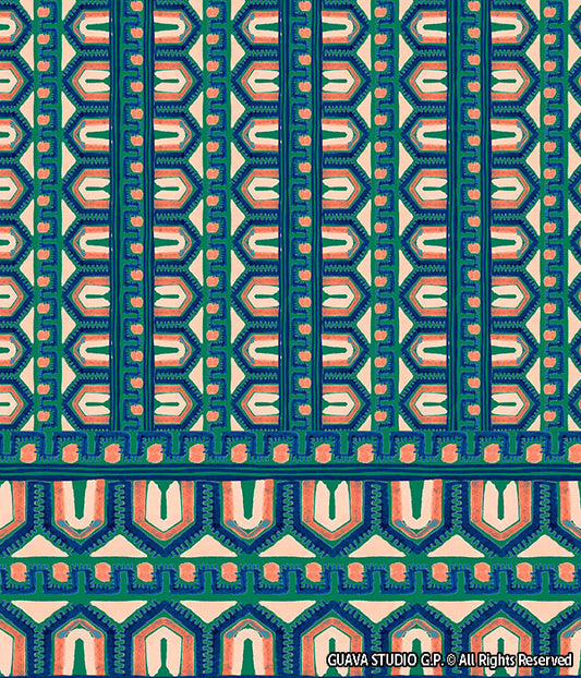 0794A- Teal and Orange Ethnic Stripes