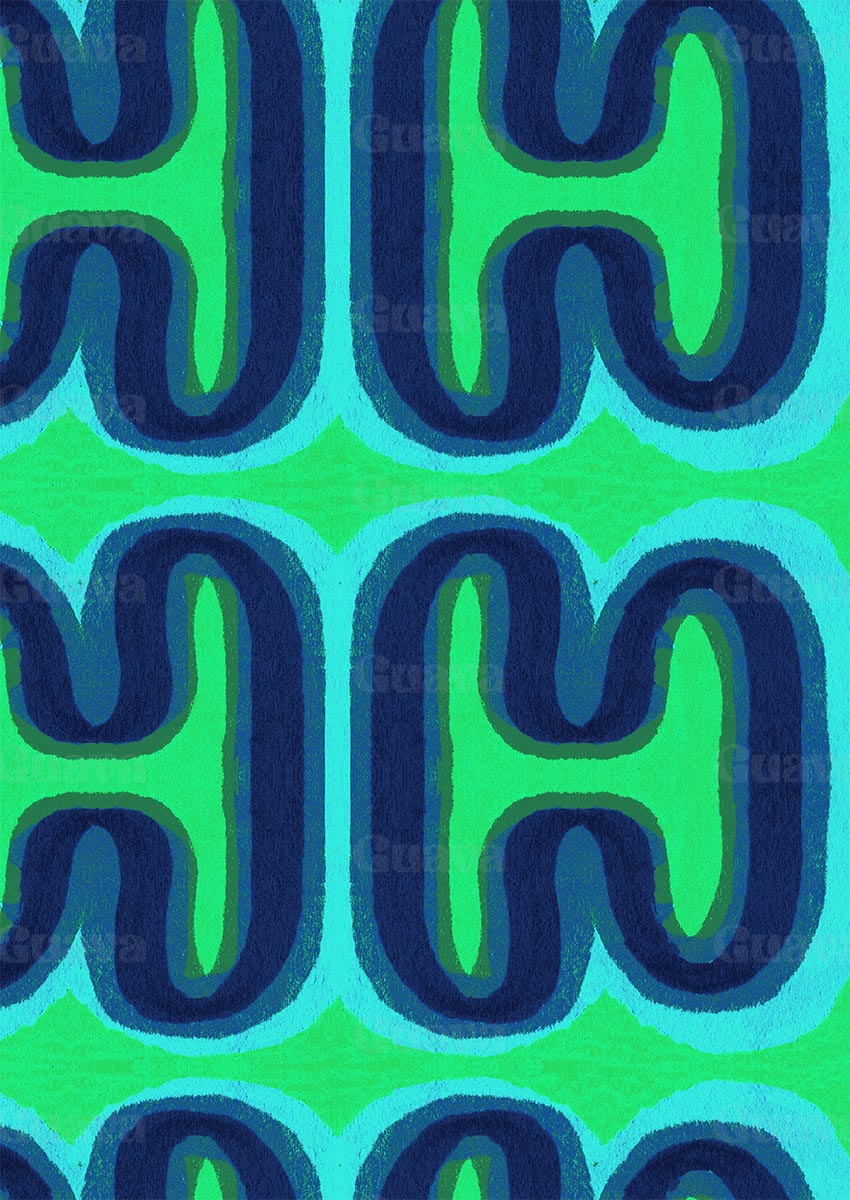 0795A- Navy and Green Nordic Ocean Waves