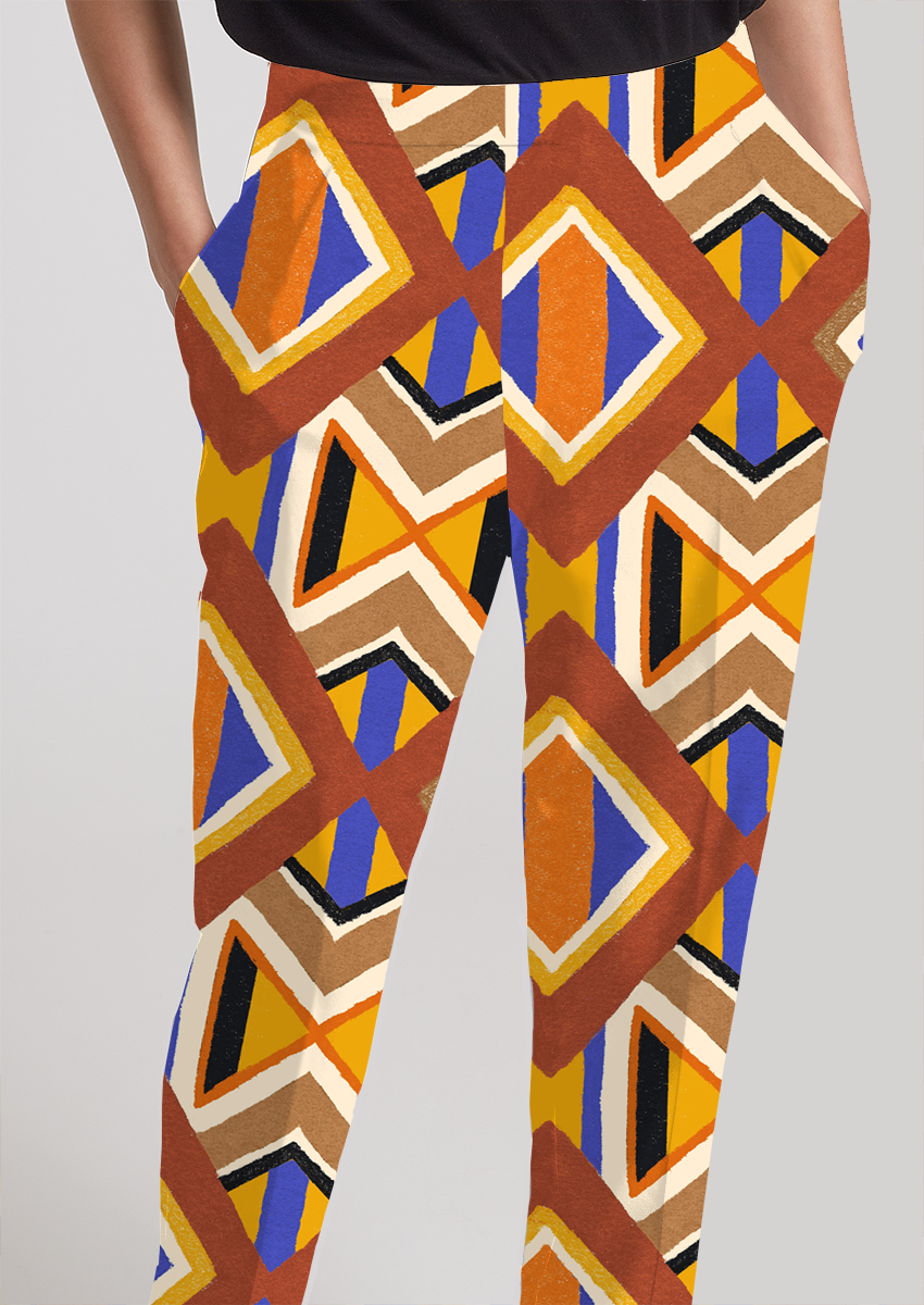 0795b- Hand Painted Brown Gold Geo Mosaic