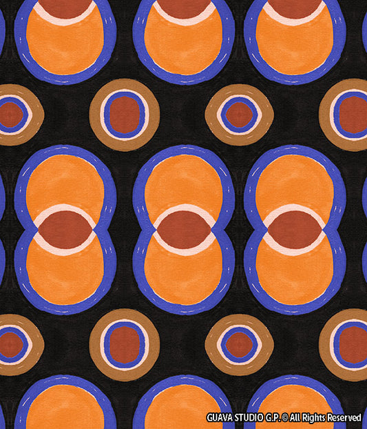 0795c- Hand Painted Orange Black Geo Dots