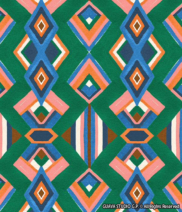 0795E- Green Mosaic Inspired Geo