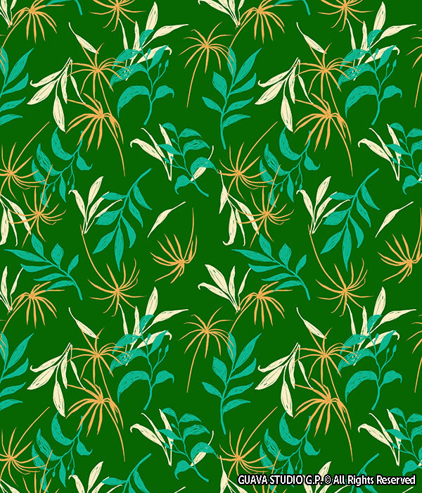 0808F- Green Tan Blue Mixed Foliage