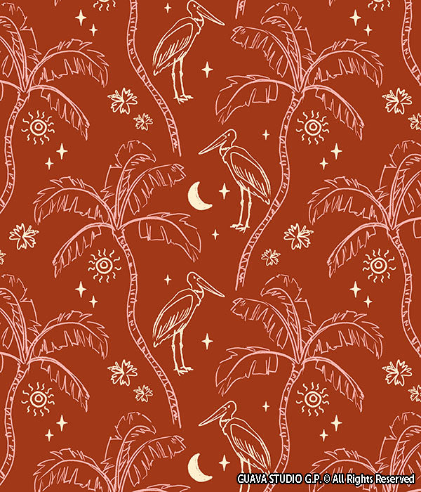 0809C- Outlined Tropical Foliage and Birds