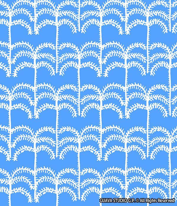 0811C- Blue White Abstract Palm Tree Texture