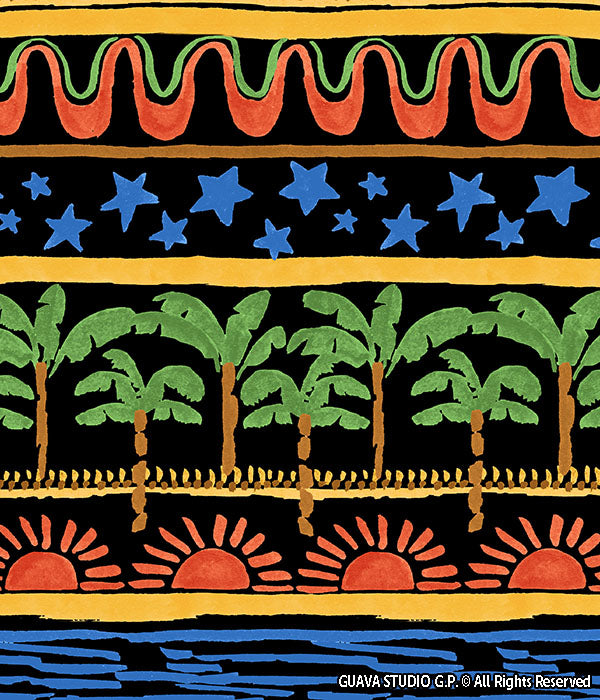 0812A- Black and Multicolor Tropical Stripe