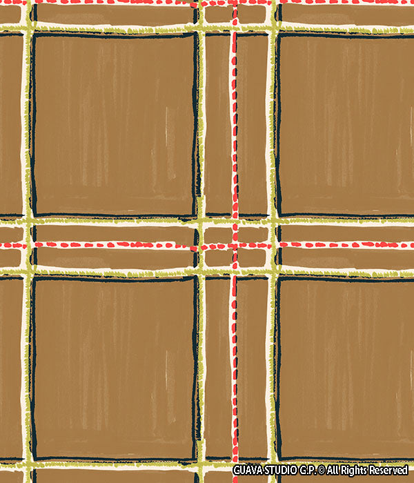 0815C- Hand Painted Lime Green Stitch Plaid