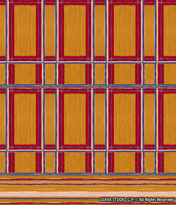 0815D- Hand Painted Plaid and Stripe Border