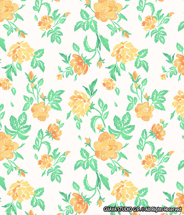 0822C- Off White Orange Hand Painted Peonies