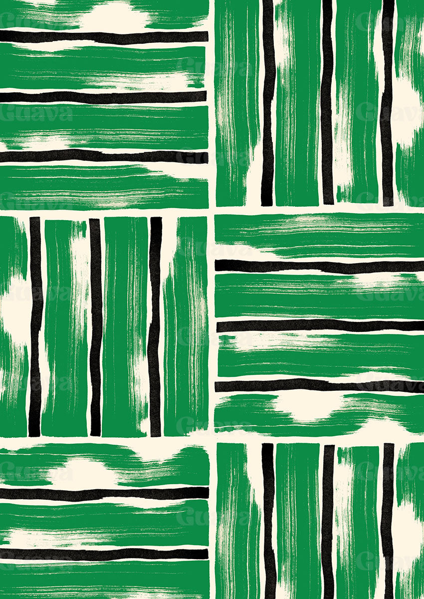 0827D- Green and Black Brushstroke Plaid