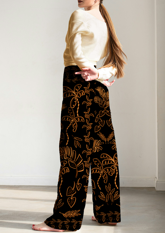 0837B- Black and Rust Brown Tropical Border