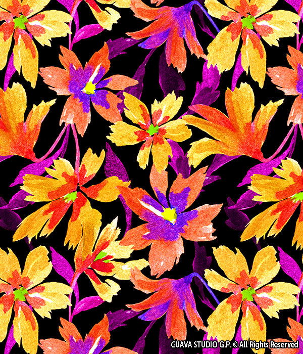 0840C- Bright Yellow and Purple Flowers
