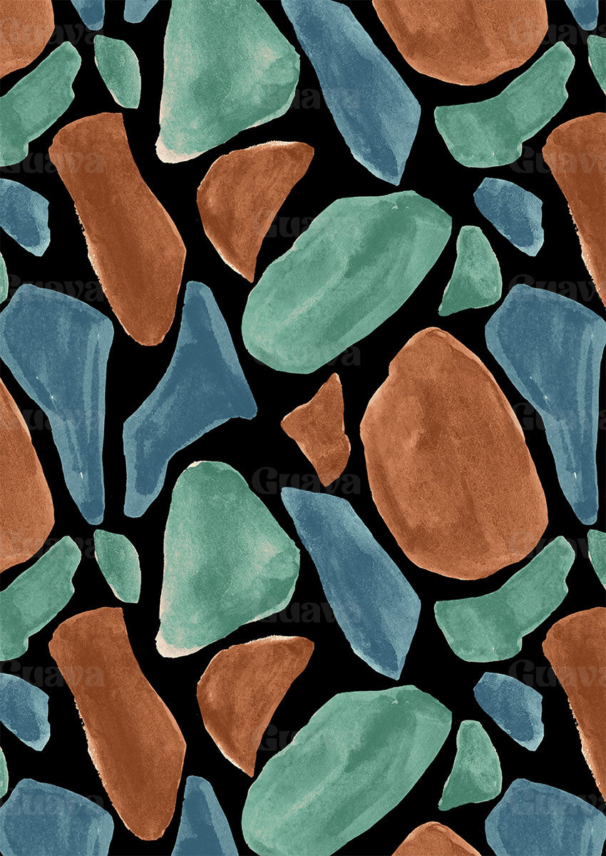 0841A- Rust and Dark Teal Irregular Shapes