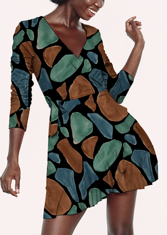 0841A- Rust and Dark Teal Irregular Shapes