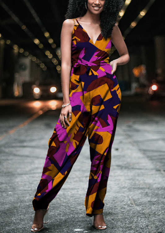 0843B- Mustard and Pink Foliage Geo