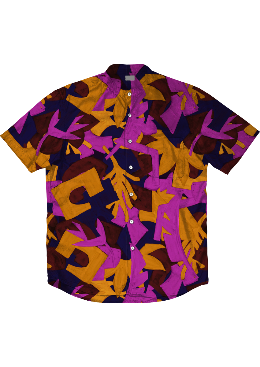 0843B- Mustard and Pink Foliage Geo