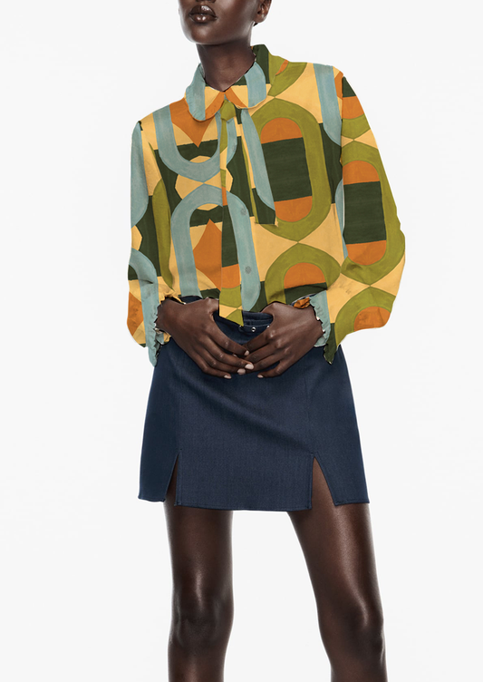 0846D- Mustard, Blue and Green Retro Geo