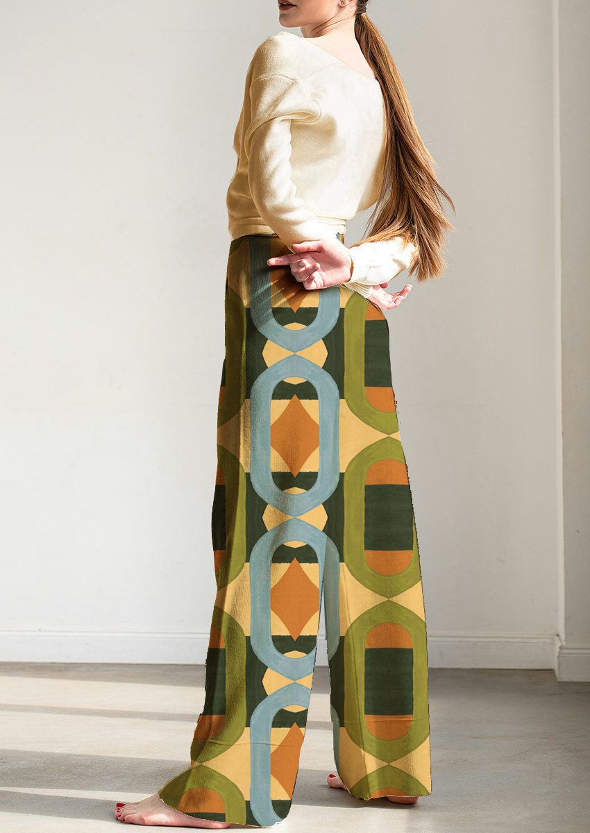 0846D- Mustard, Blue and Green Retro Geo