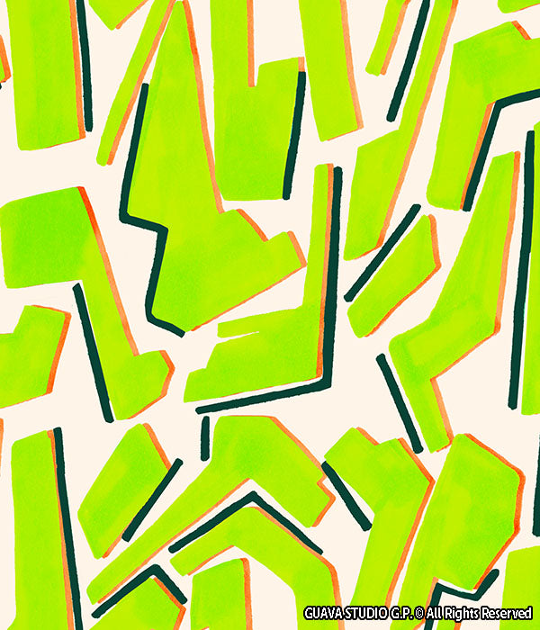 0851C- Lime Green Hand Painted Geo
