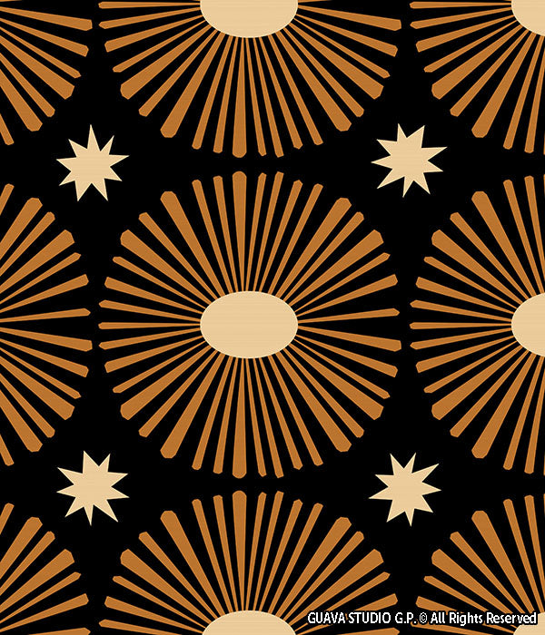 0851D- Black and Caramel Brown Geo