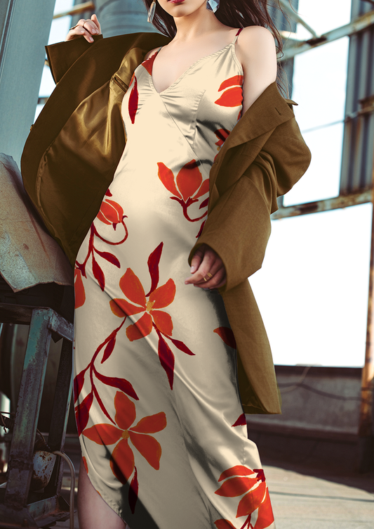 0852C- Beige and Red Spaced Lillies