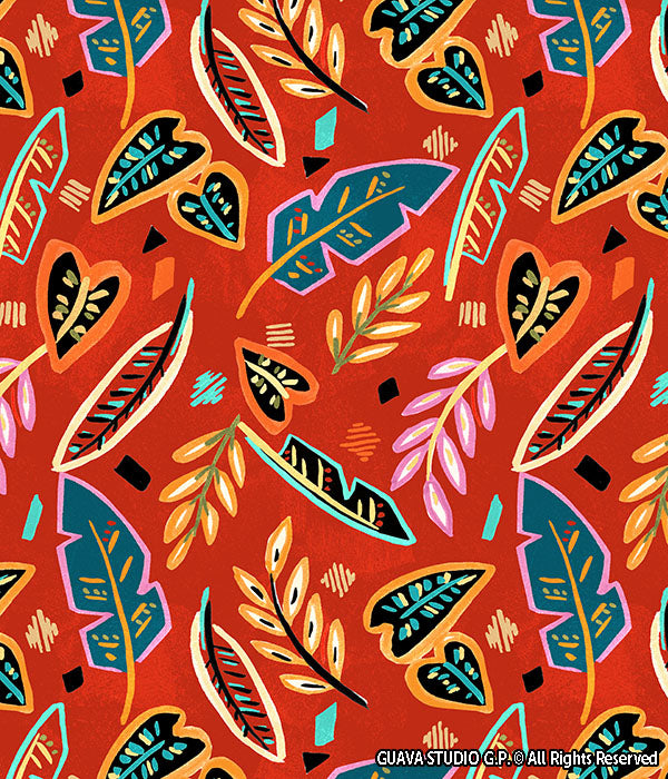 0853D- Red Tropical Foliage
