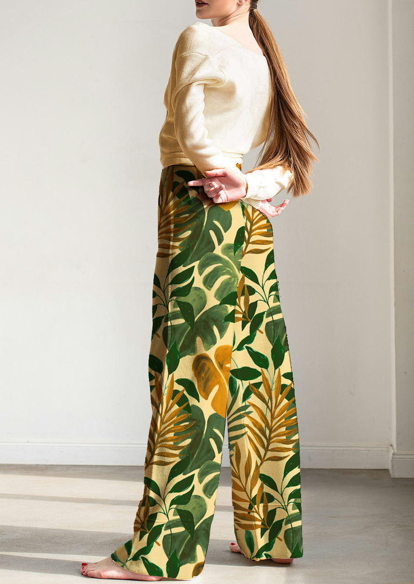 0854A- Hand Painted Gold and Green Foliage