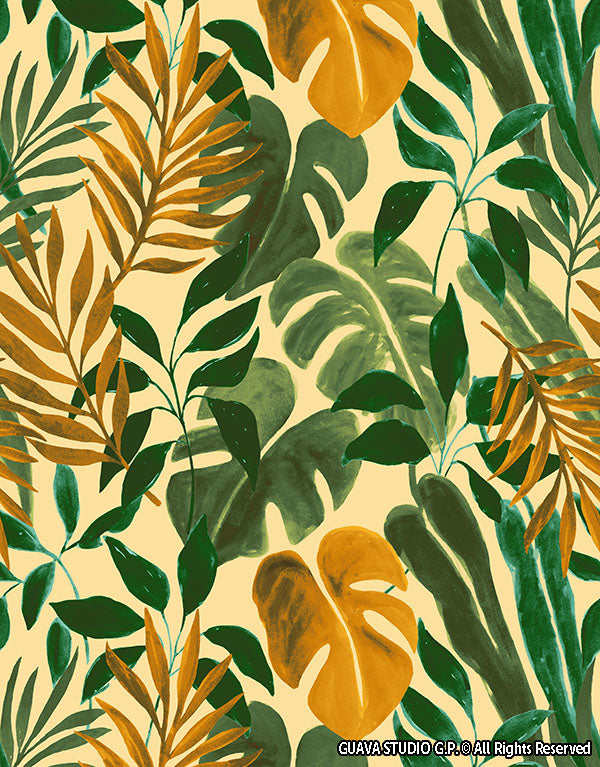 0854A- Hand Painted Gold and Green Foliage