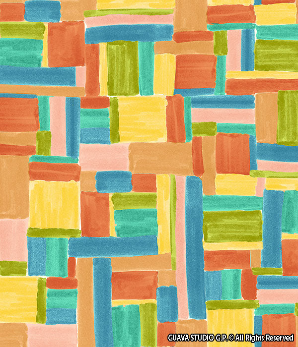 0854D- Multicolor Hand Drawn Geo Patchwork