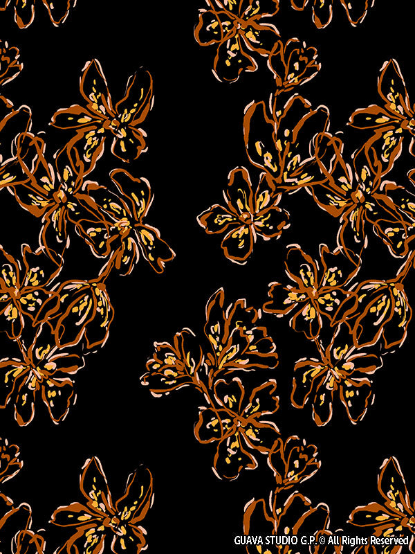 0854E- Outlined Delicate Lillies
