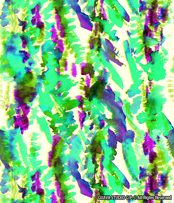 0857A- Neon Green and Purple Abstract Leaves