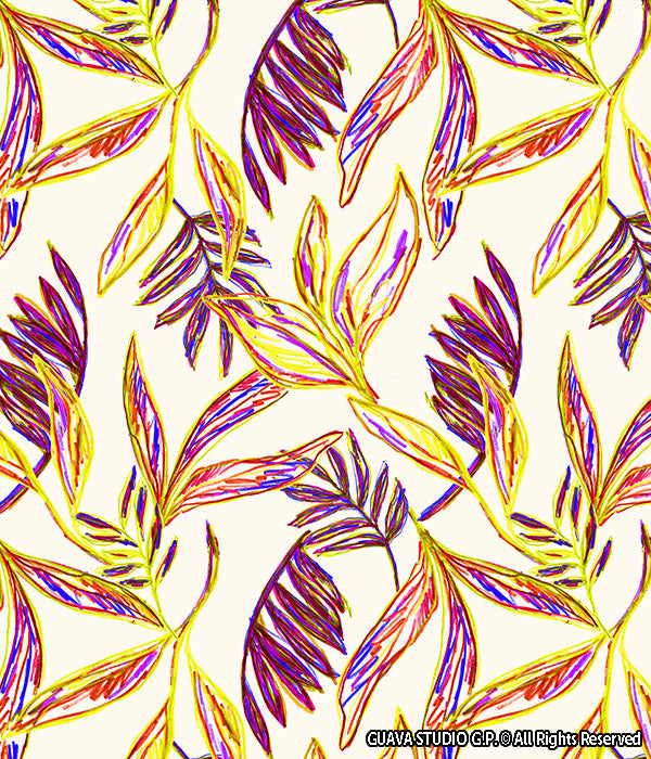 0857C- Sketched Tropical leaves