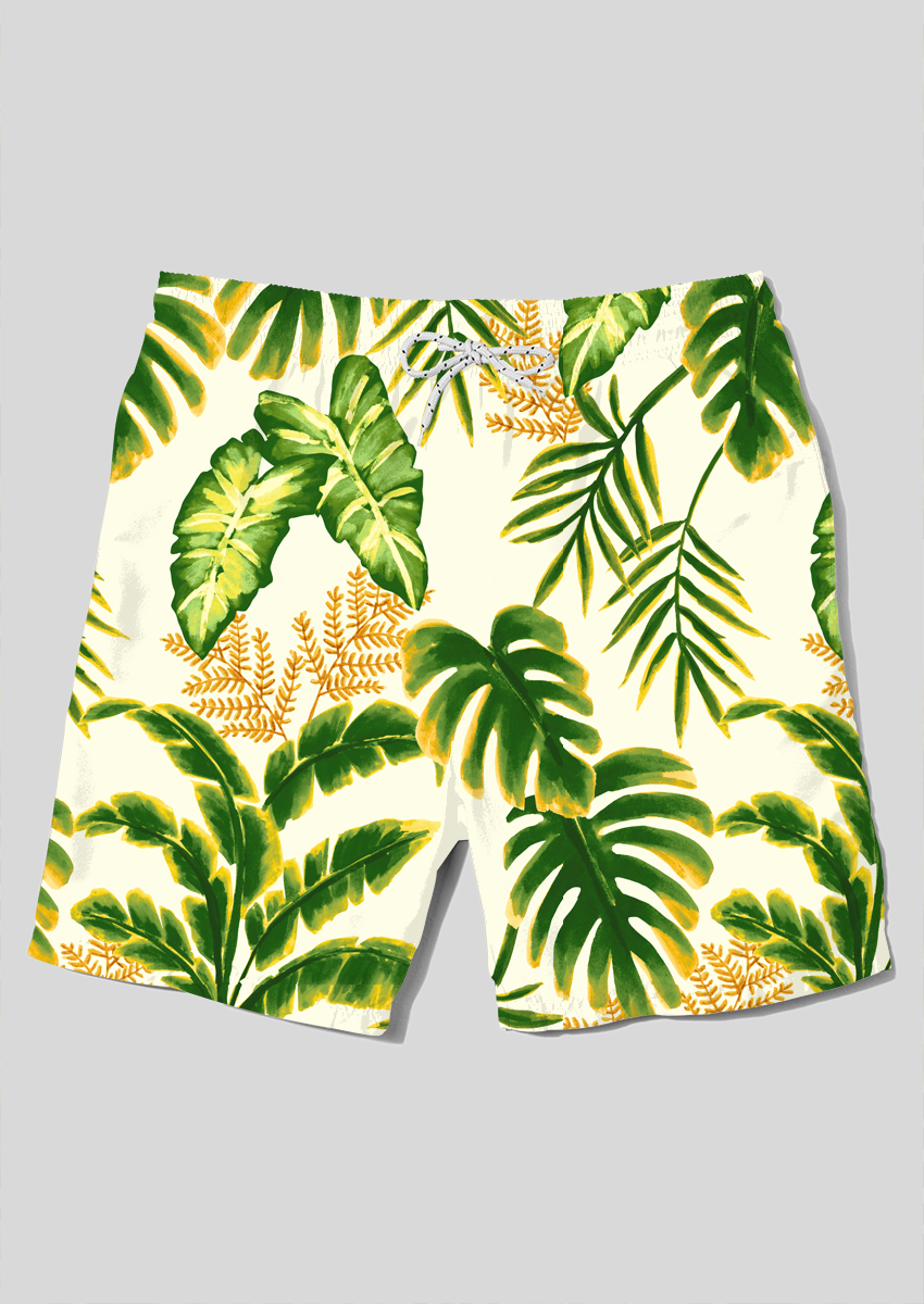 0858A- Large Hand Painted Tropical Foliage