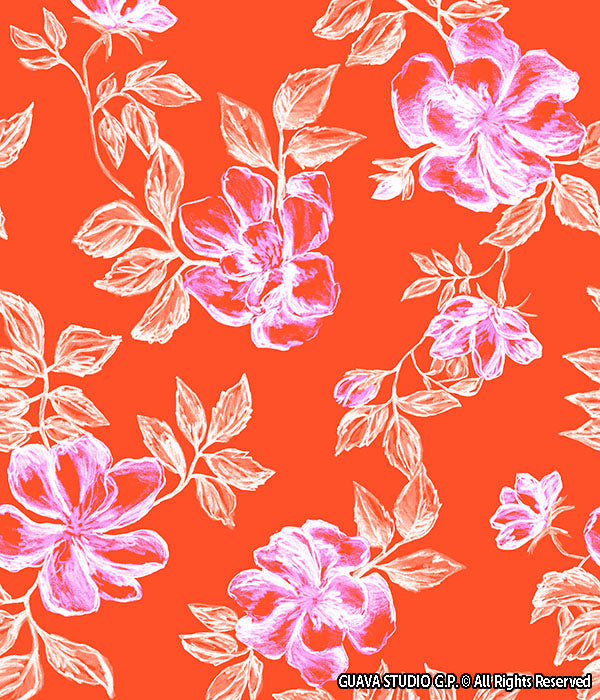 0858C- Orange Red Delicate Peonies