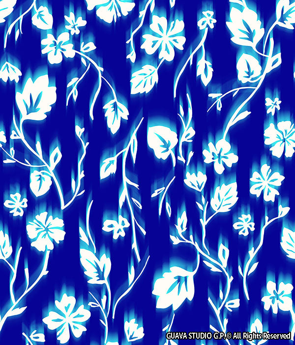 0858D- Blue and White Blurry Leaves