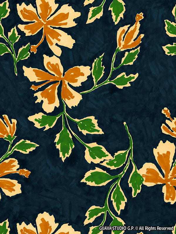0859C- Deep Teal Textured Hibiscus