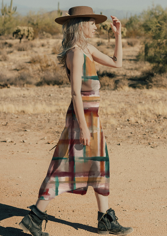 0860A- Burgundy Gold & Teal Watercolor Plaid