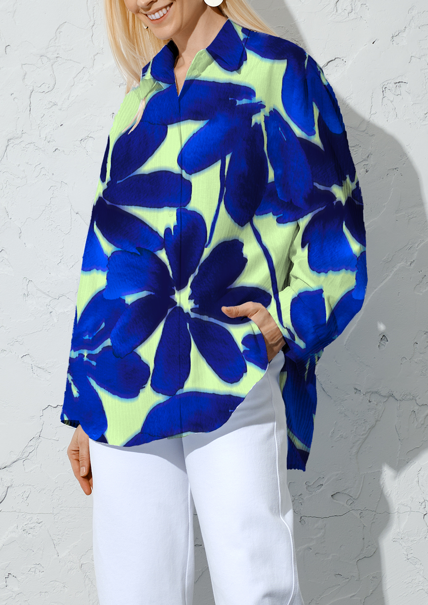 0860C- Blue and Green Watercolor Floral