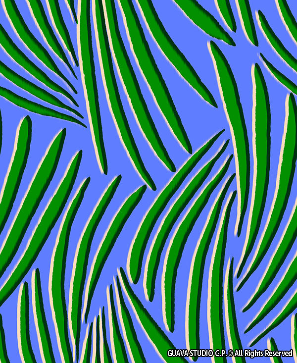 0861A- Blue and Green Abstract Palm Leaves