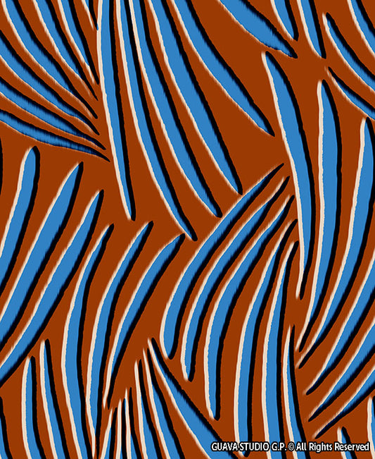 0861A- Blue and Green Abstract Palm Leaves