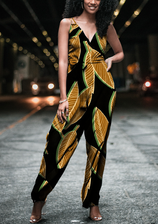 0862C- Black and Brown Tropical Leaves