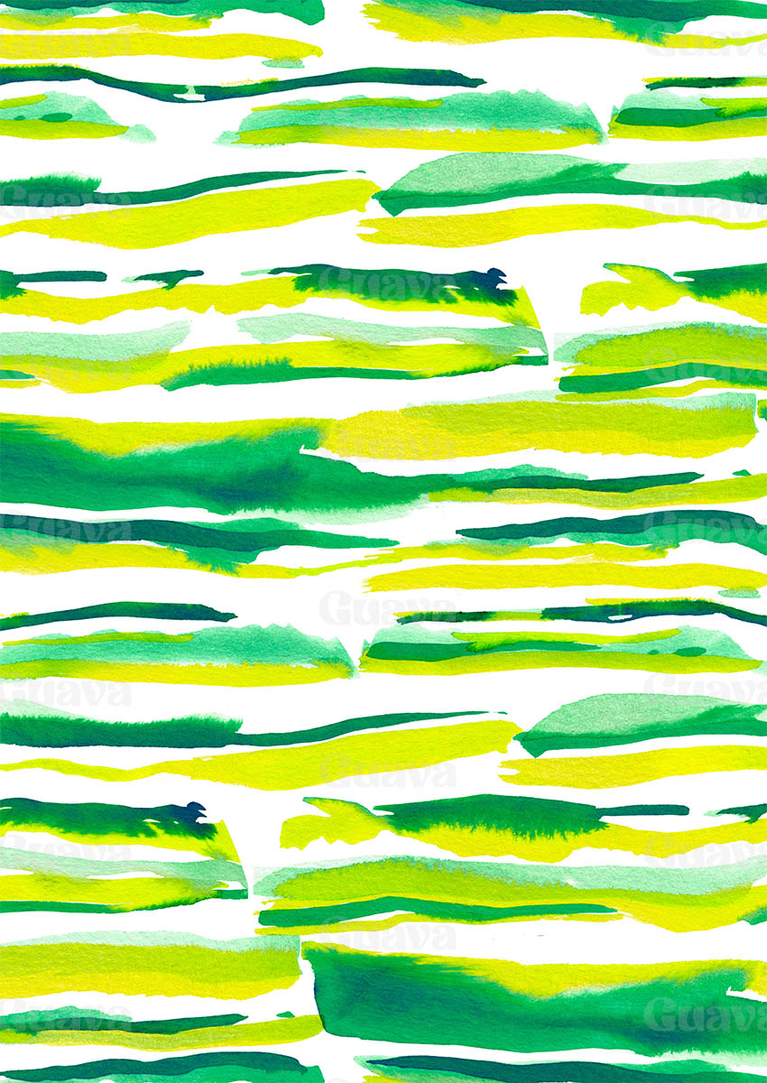 0864B- Watercolor Green and Yellow Stripes
