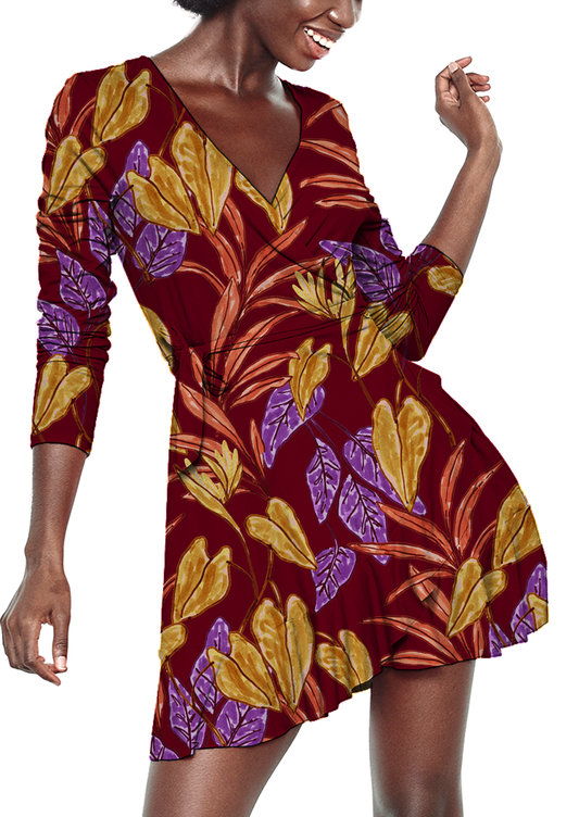 0866C- Burgundy Tropical Foliage