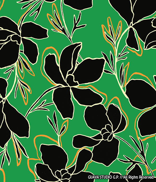0866D- Green and Black Floral