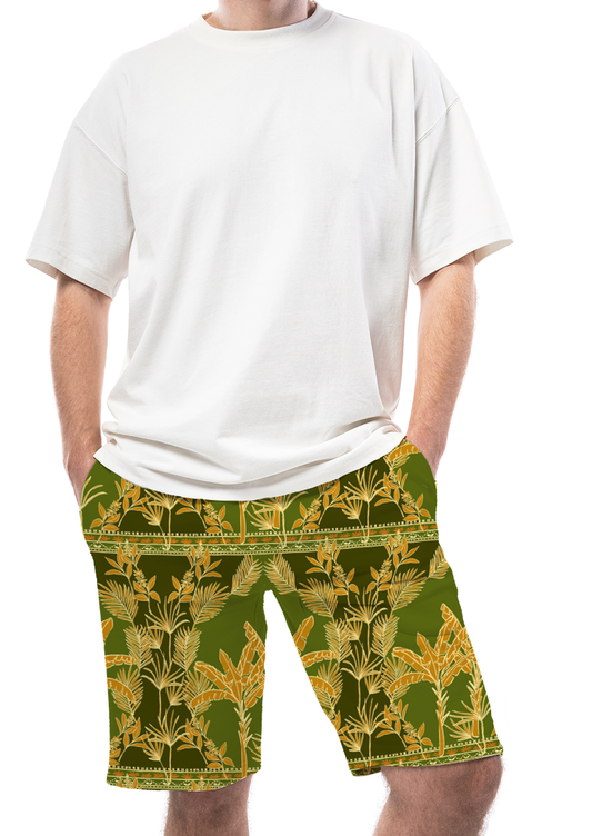 0867A- Khaki and Yellow Tropical Print