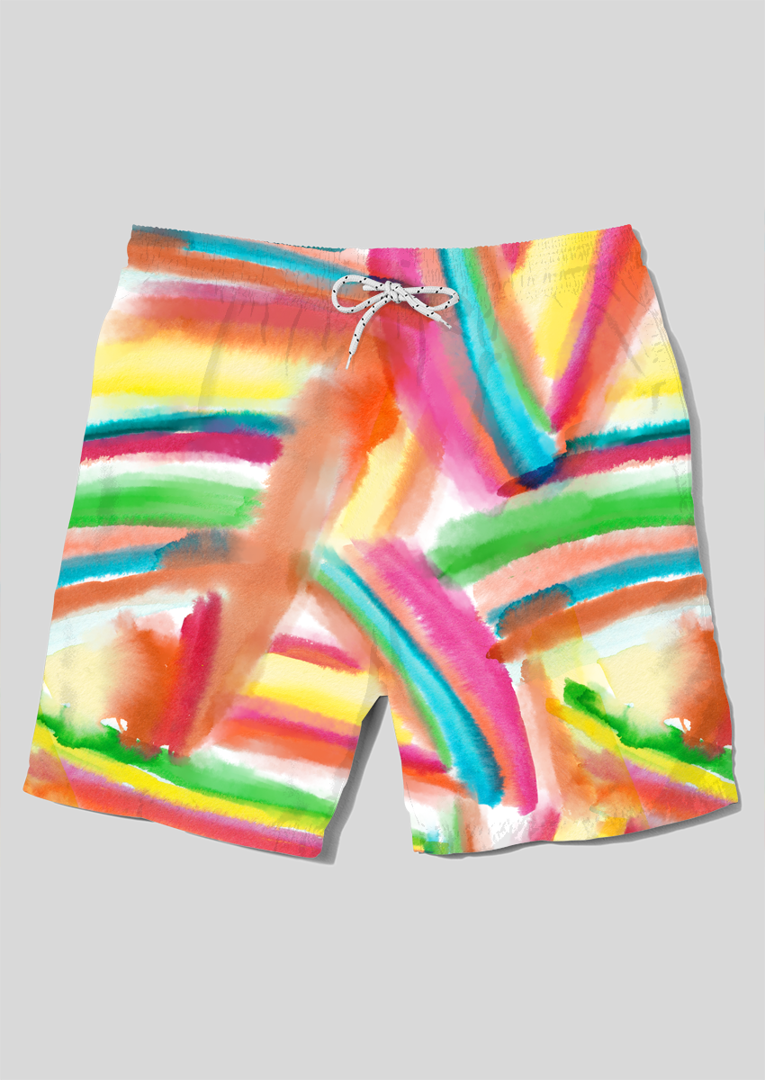 0868A- Bright Watercolor Stripe Patchwork