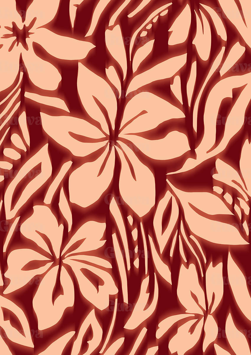0868B- Deep Red Abstract Floral
