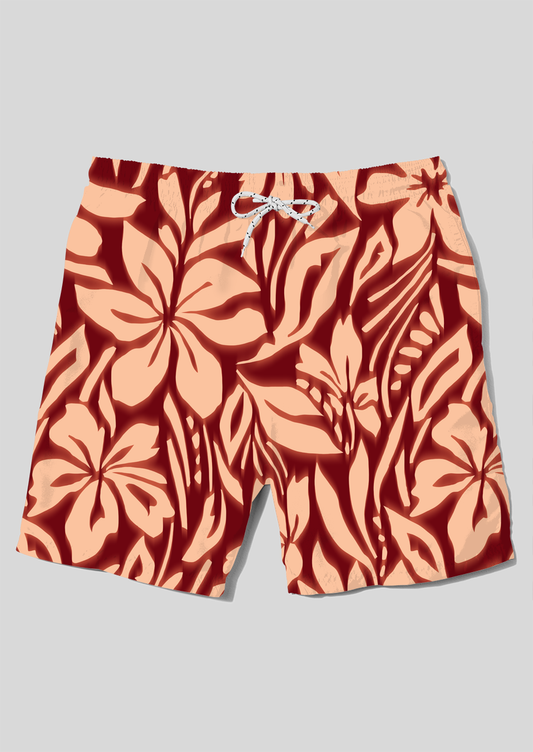 0868B- Deep Red Abstract Floral