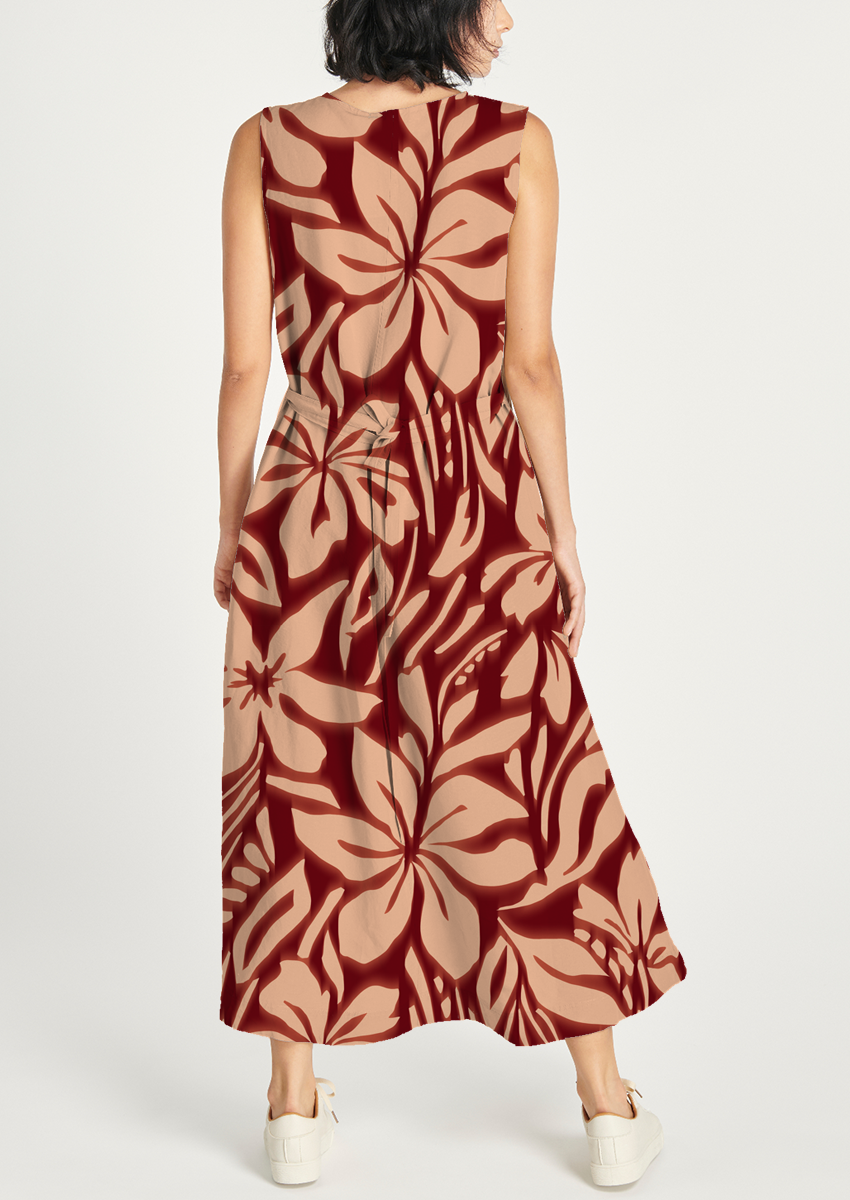 0868B- Deep Red Abstract Floral
