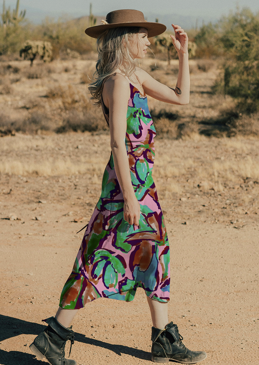 0869A- Hand painted Pink and Green Floral