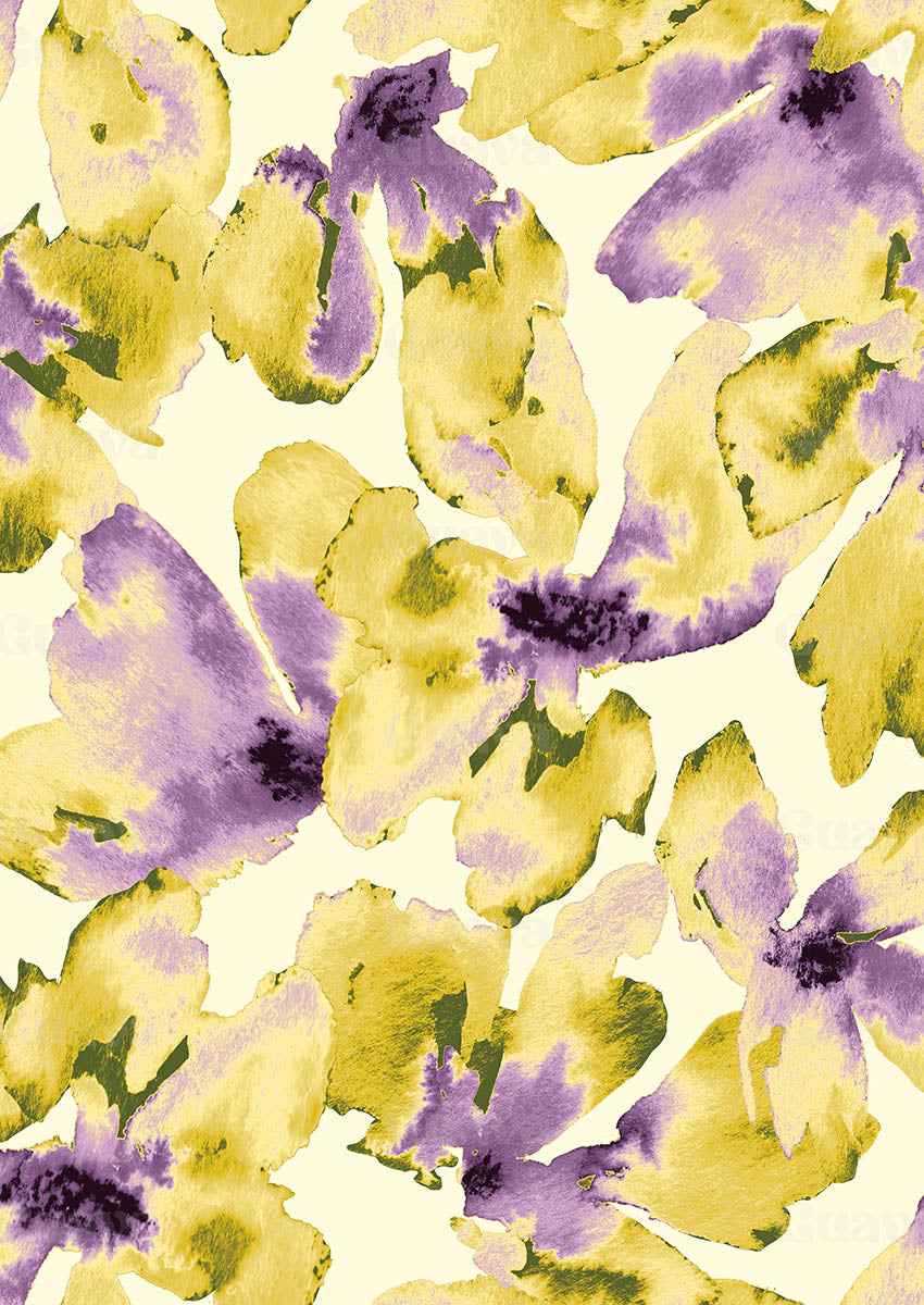 0869B- Soft Yellow and Lilac Watercolor Floral